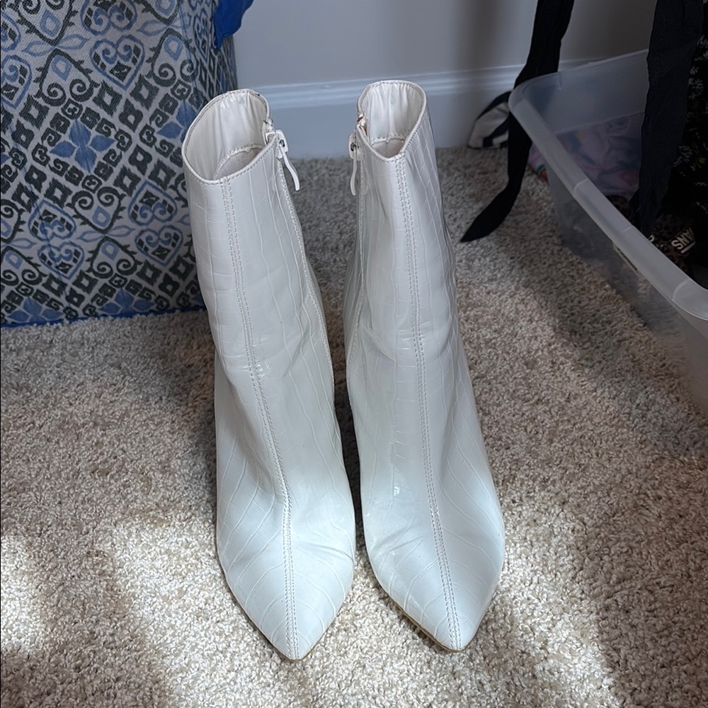 Point Toe White Women's Booties